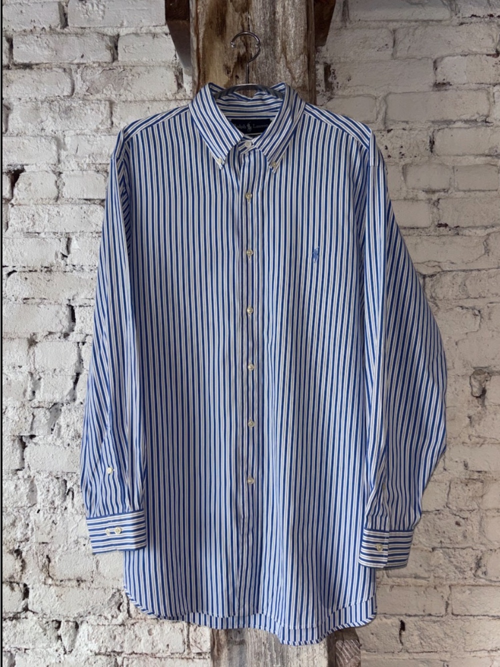 Ralph Lauren White/Blue/Grey Stripe Button Up